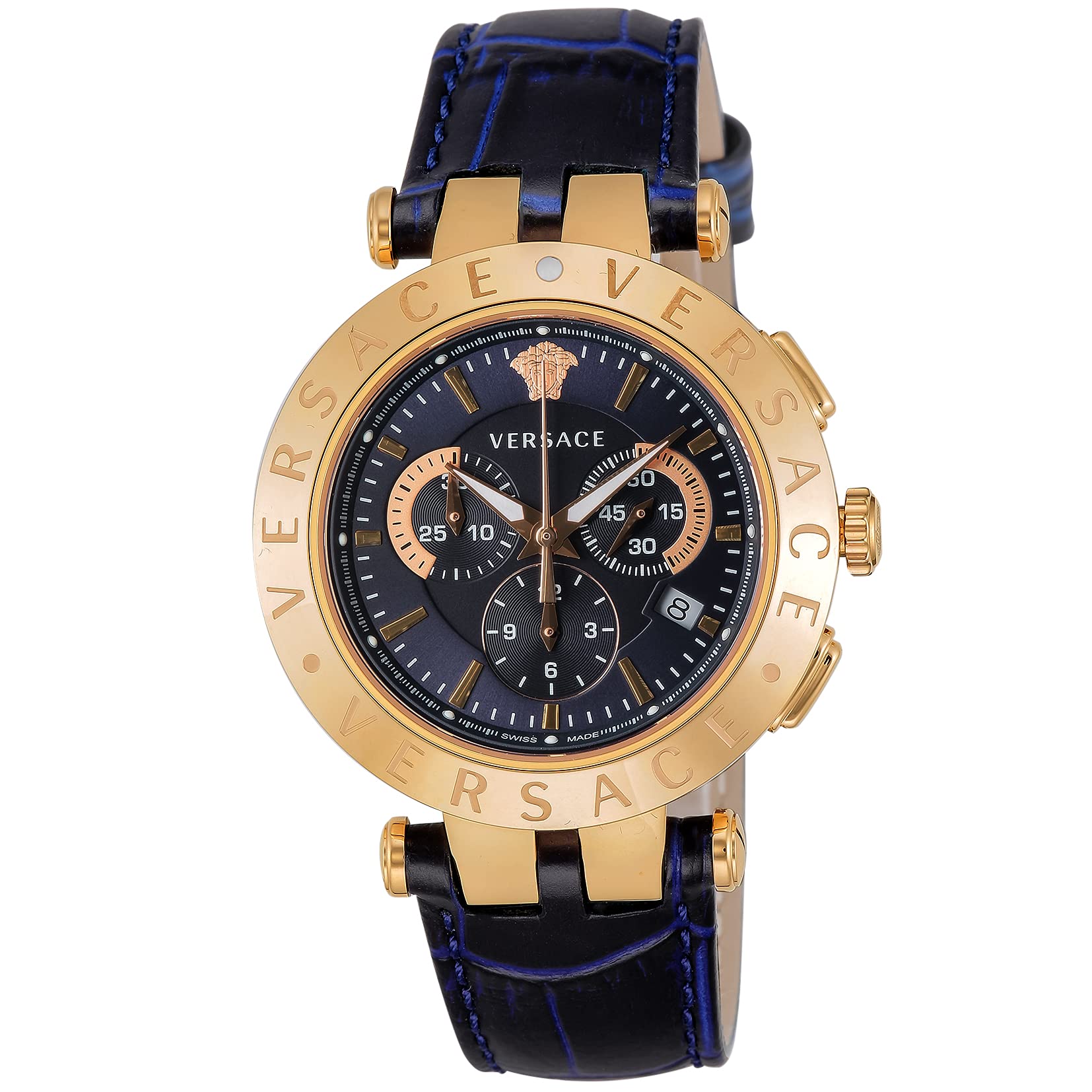 

Watch CHRONO Navy Dial Quartz Daily Waterproof Sapphire Glass 42mm VERQ00120 Navy [VERSACE] V-RACE Men s [Item]