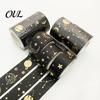 Scrapbooking Supplies 3 Rolls Golden Foil Washi Tape, Retro Plaid Leaf Pattern Decorative Lightweight Tape Masking Adhesive for DIY Crafts,
