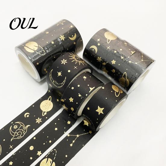 Scrapbooking Supplies 3 Rolls Golden Foil Washi Tape, Retro Plaid Leaf Pattern Decorative Lightweight Tape Masking Adhesive for DIY Crafts,