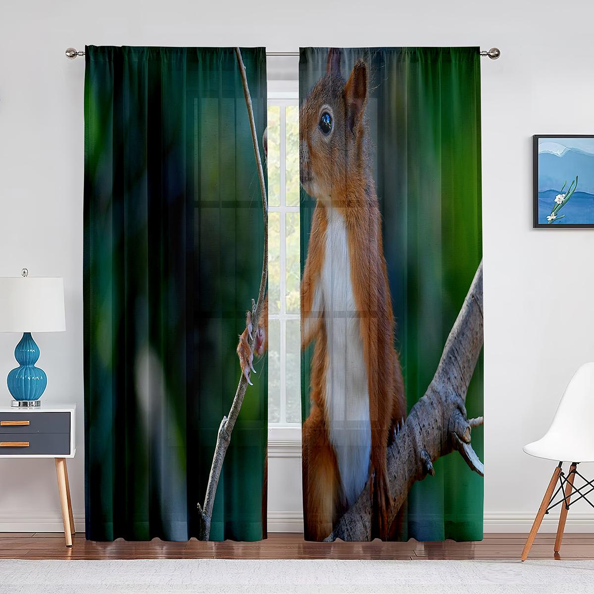 Тюлевые шторы-вуали с изображением маленьких животных — фото 8