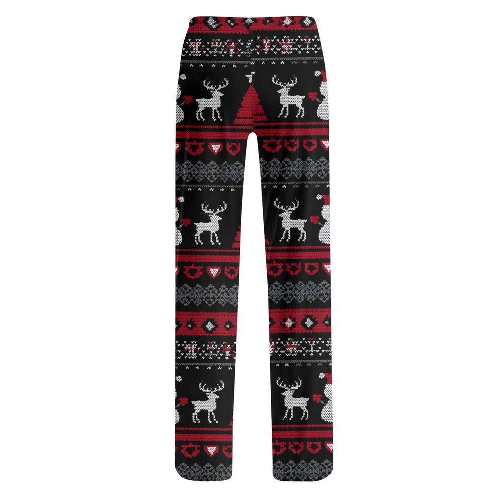 Women's Drawstring Christmas Printed Casual Pants