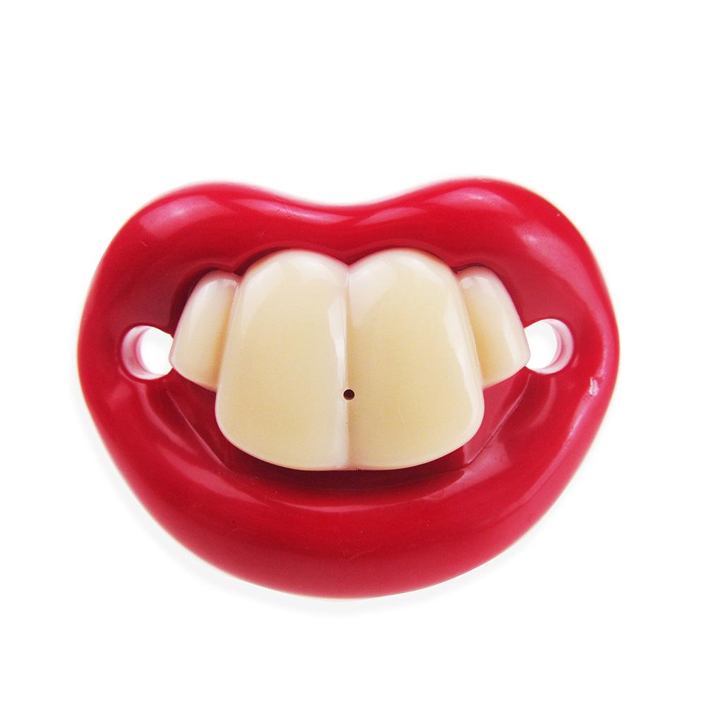 Baby Silicone Pacifier with Goofy Mustache & Teeth - Red Lips, 20 Styles