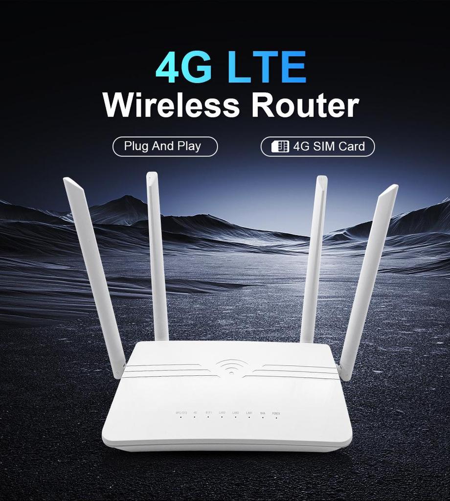 4G 300Mbps Wireless Router with 4 External Antennas & SIM Card Hotspot Booster