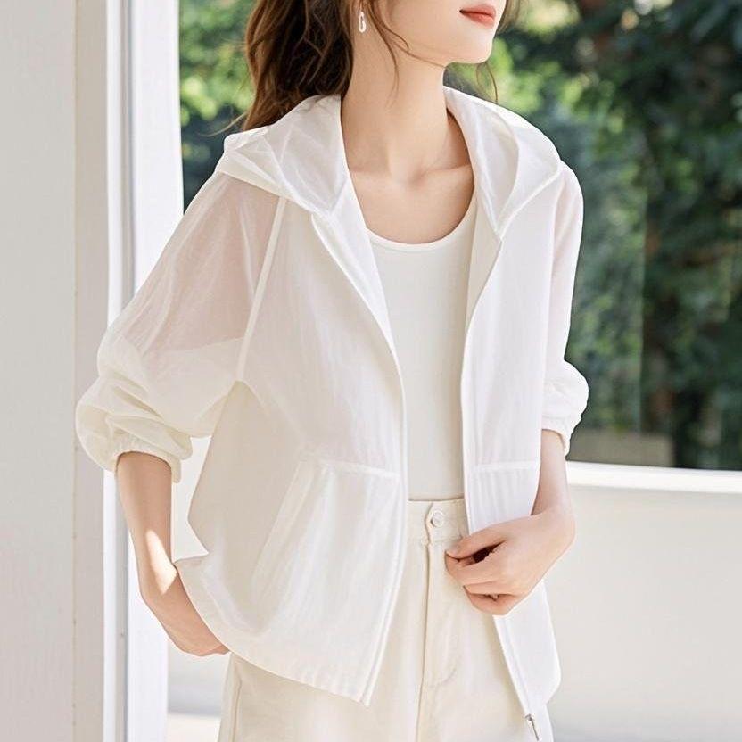 Women's Spring Hooded Windbreaker: Lightweight Anti-UV Sun Protection Jacket