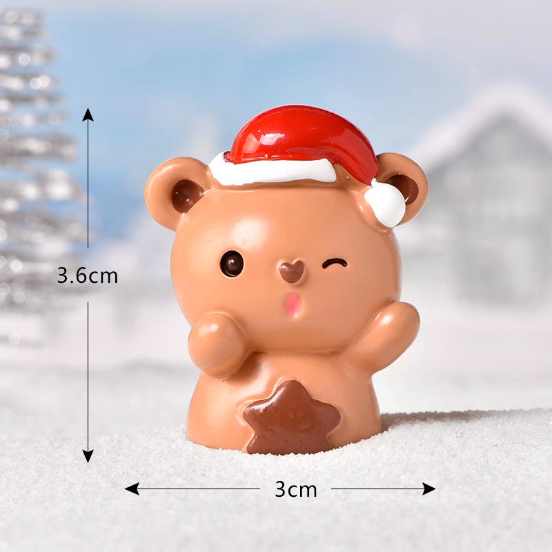 Christmas Cartoon Resin Santa & Snowman Couple Micro Landscape Ornaments
