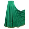 Womens Elastic High Waist Dance Skirt Full Circle Long Skirt Ruffled Lace Trim Ballroom Square Dance Flamenco Skirt