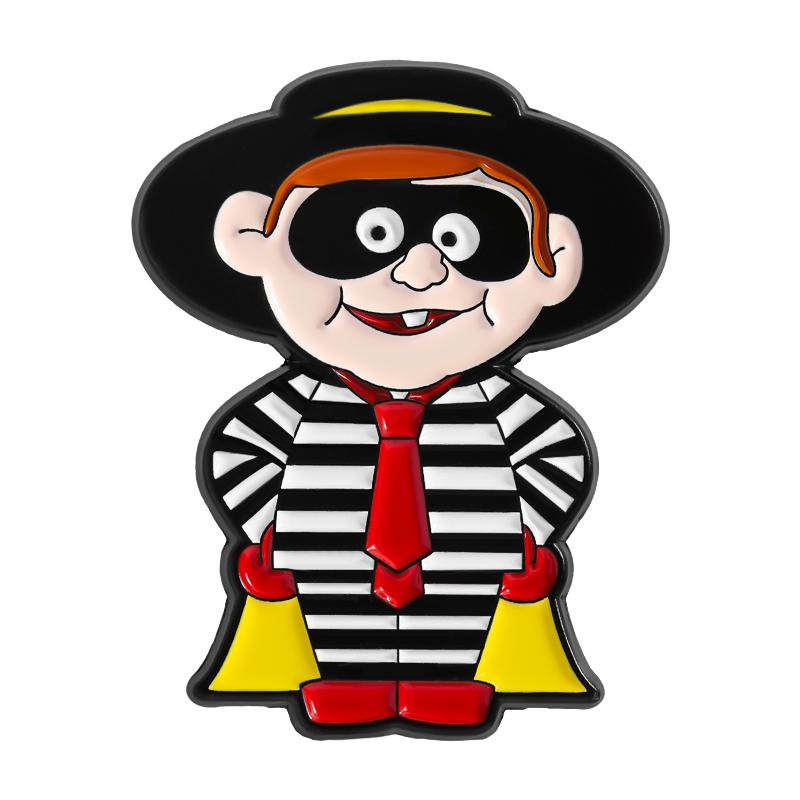 The Burger Stealing Villain Enamel Pins Custom WANTED Robble Robble Brooches Lapel Badges Clothes Funny Jewelry Gift for Friends
