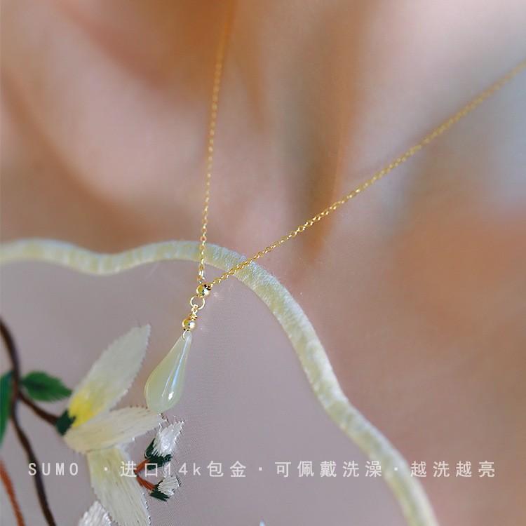 Magnolia Natural Hetian Jade Collarbone Necklace Elegant and Luxurious Niche Necklace for a Girlfriend