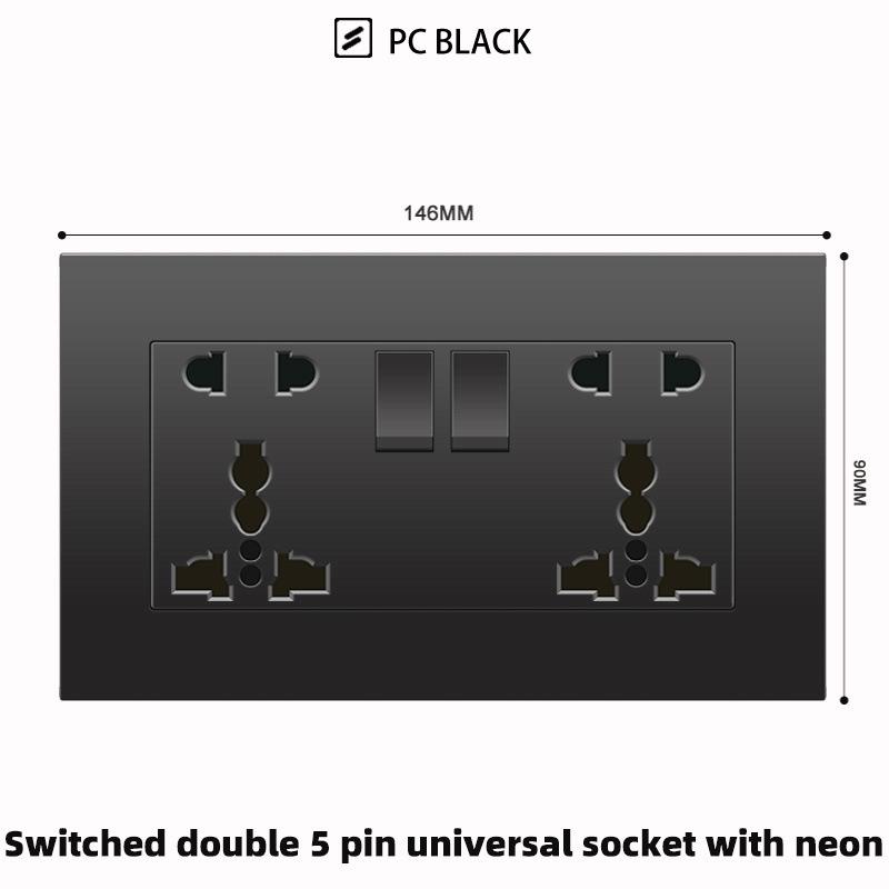 British 13A Socket with USB-C Fast Charging, Hong Kong & Macau Version, Black 3-Hole Square Pin 86 Panel