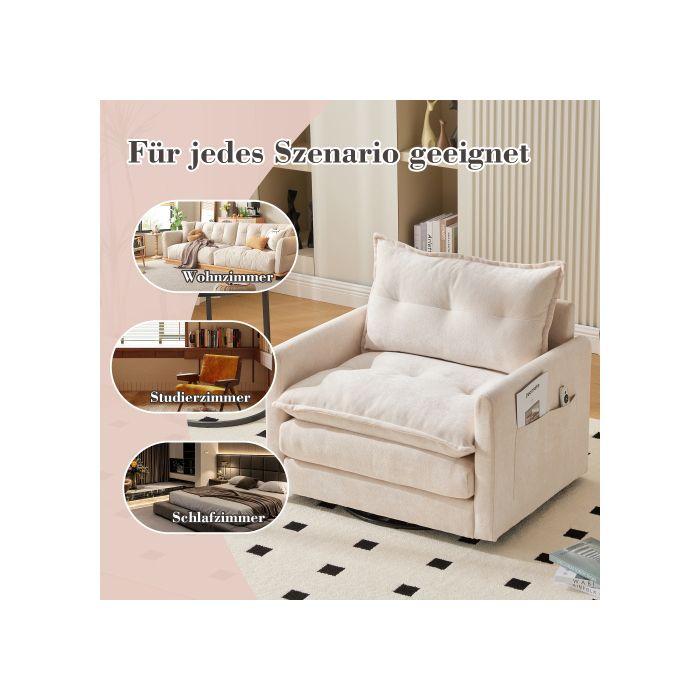 Chaise Longue Pivotante - MUVOE - 360° - Accoudoirs - Rembourrage En Mousse - Dossier Ergonomique