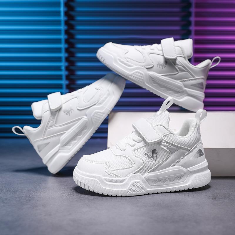 Children's Little White Shoes 2025 Summer Mesh Breathable Middle and Old Boys and Girls White Sports Shoes Campus Little White Shoes