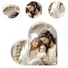 Holy Family Decoration Heart Shaped Home Decor Birthday Gift Acrylic Nativity Scene Ornament, for