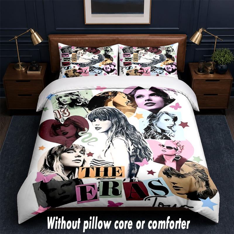 Set Biancheria da Letto Design Taylor Swift 1 Copripiumino + 2 Federe Morbido Traspirante Biancheria da Letto per la Casa
