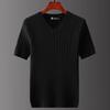 Kurzarm-T-Shirts für Herren mit V-Ausschnitt, lässiges Strick- und Streifen-Oberteil, alltagstauglicher Pullover in Volltonfarbe, weiches, schmal geschnittenes, atmungsaktives T-Shirt
