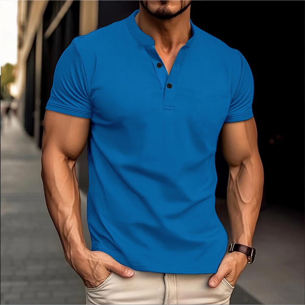 Men's Casual -color Sports T-shirt - Men's Round-neck Short-sleeved Top