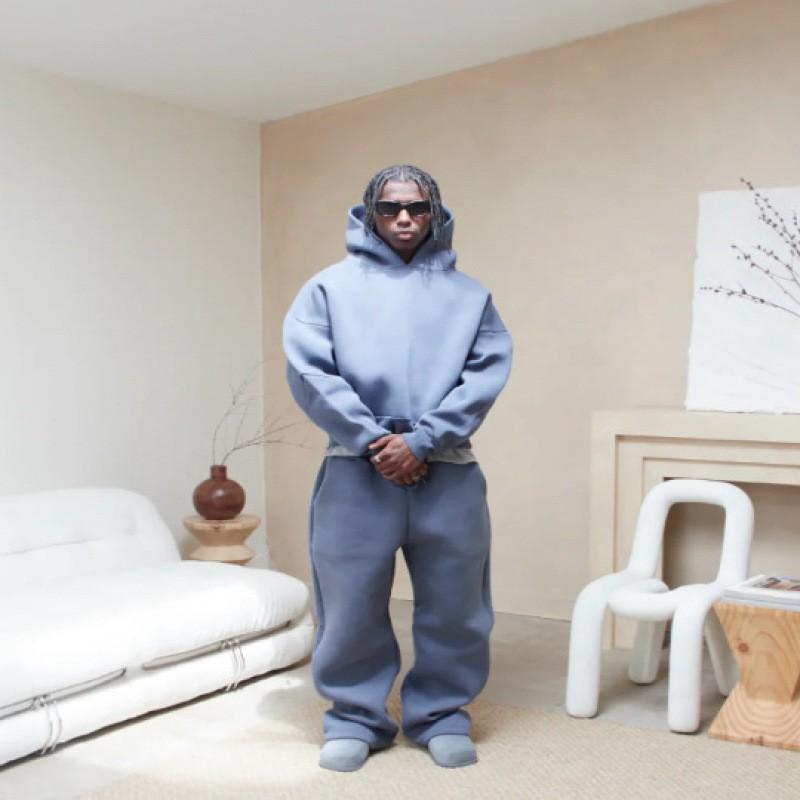 2026 Unisex High Street Fleece Hoodie Sweatshirt Sweatpants Set Loose Fit Men Women