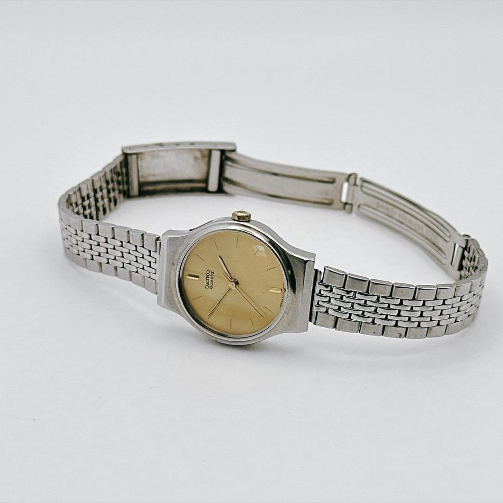 Used Vintage SEIKO ladies watch, gold dial, working/battery replaced