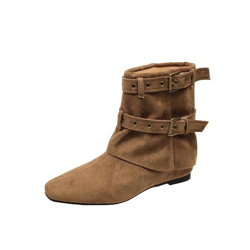 Autumn new American Spice Girl rivet inner height increase pointed trousers short boots women's western cowboy boots Martin boots