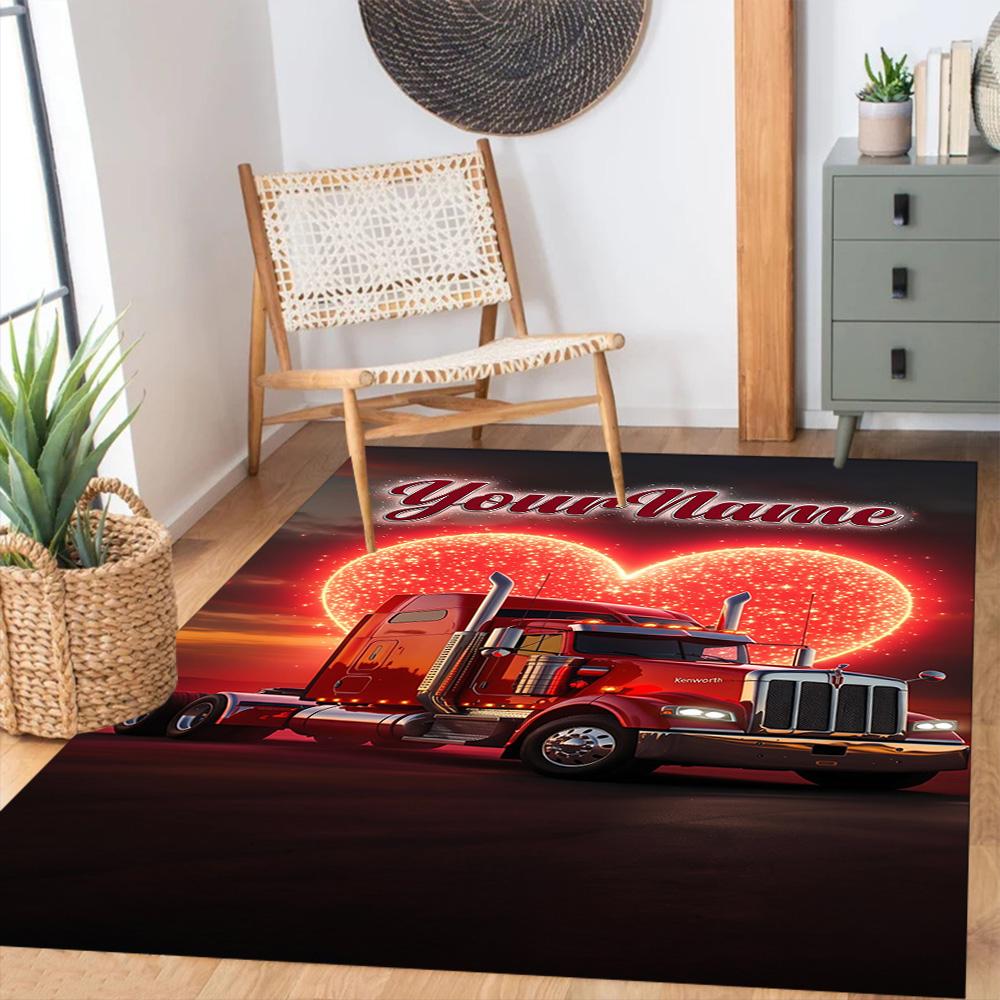 Peterbilt Heavy Trucks Personalized Name Floor Rug Office Rug Perfect for Hallway Entryway Decorate room Kitchen Antislip Carpet Decorate Offices