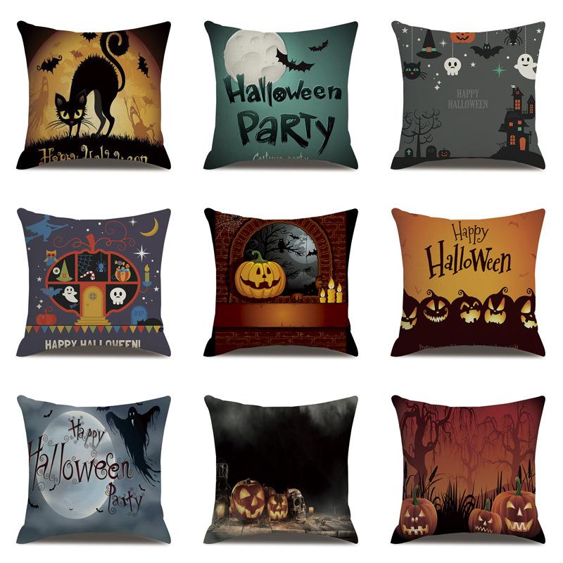Halloween Linen Pillow Cover Printed Pillow Cover