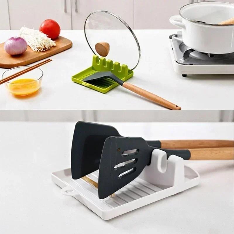 Kitchen Countertop Spatula Lid Storage  Drainage Rack Home Plastic Storage Rack Multifu Tableware Kitchenware Storages Racks
