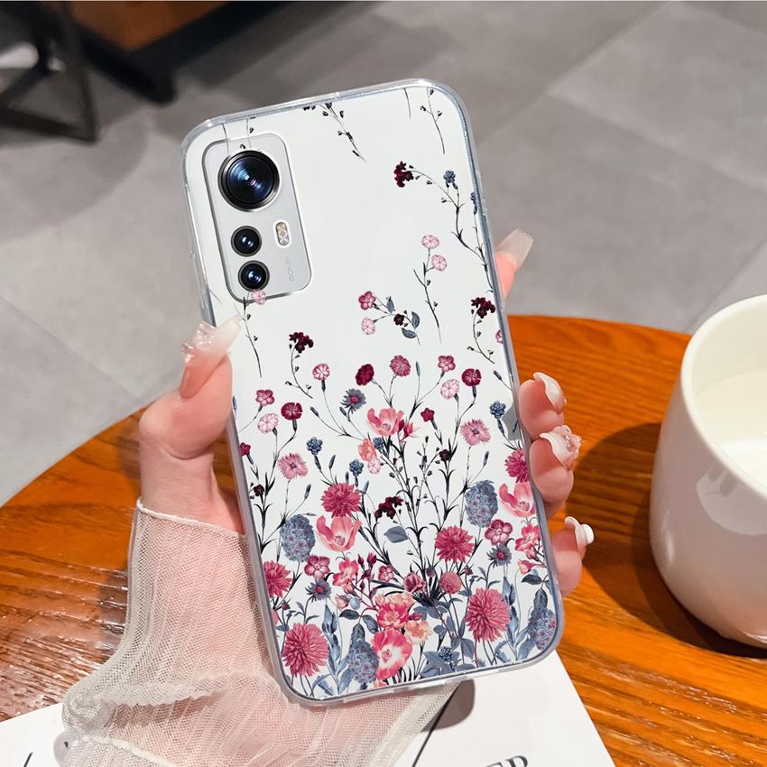 For Xiaomi 12 15T 12S 12X 13 12T Black Shark 1 2 4 5 3 Pro Pretty Flowers Phone Cover Transparent Silicone Anti Drop Protection For Xiaomi Bumper Case