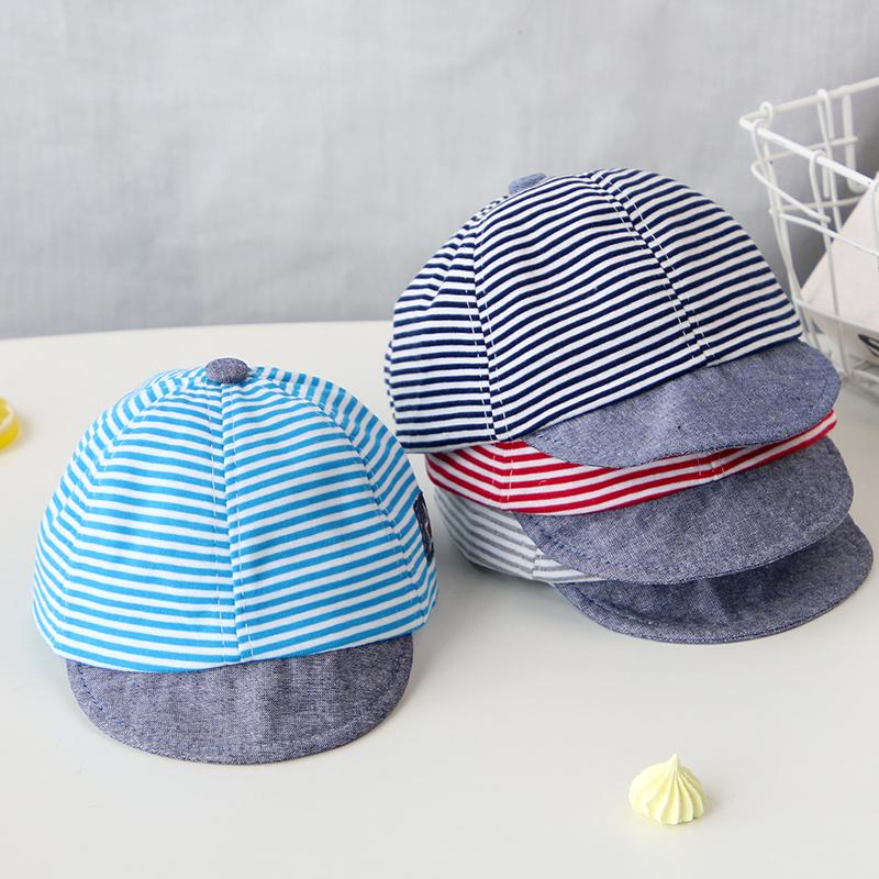 Summer Cotton Baby Hat Cute Casual Striped Baby Boy Cap Soft Eaves Kids Girls Sun Protect Hats Caps