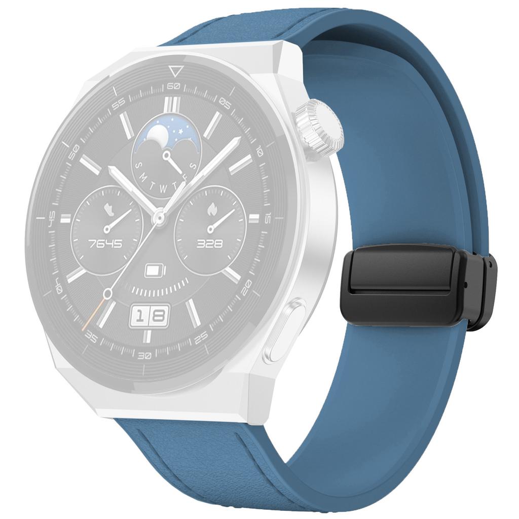 For Huawei Watch 4/4 Pro/GT 4 46mm Watch Strap 22mm Magnetic Leather Coated Silicone Band