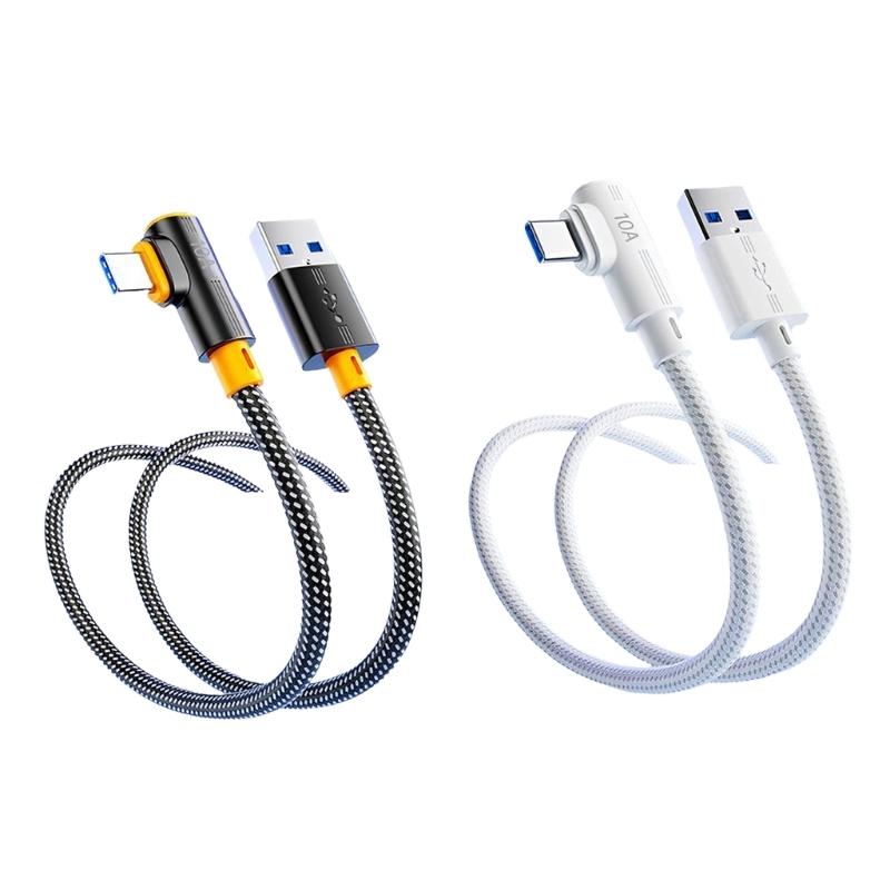 10A Fast Charging Braided Cable Right Angle USB C Cable Data Transfer Cord Suitable for Gaming and Quick Charging