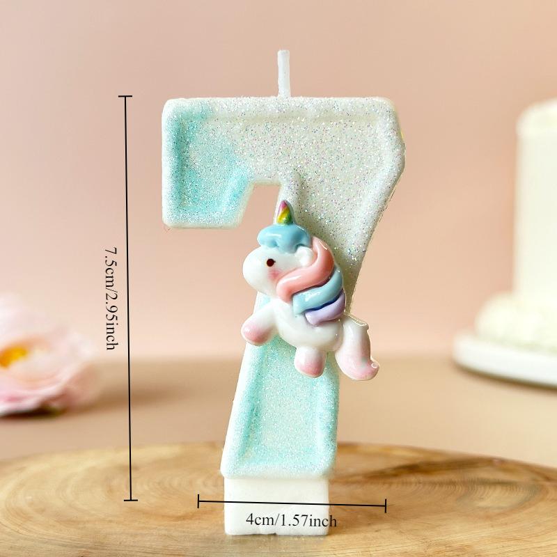 Cartoon Unicorn Digital Candle Birthday Candle Party Festival Cake Decoration Atmosphere Props