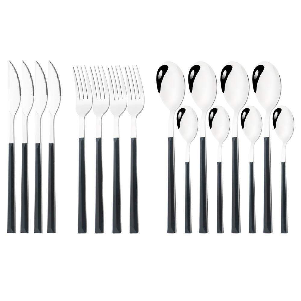 16/24/30Pcs Gold Imitation Wooden Handle Dinnerware Cutlery Set Stainless Steel Tableware Knife Fork Spoons Silverware Western Flatware