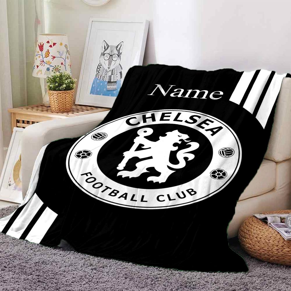 Custom Name Chelsea Football Club Theme Printed Blanket Perfect For Couch Bed Travel Outdoor Use Machine Washable Cozy Durable
