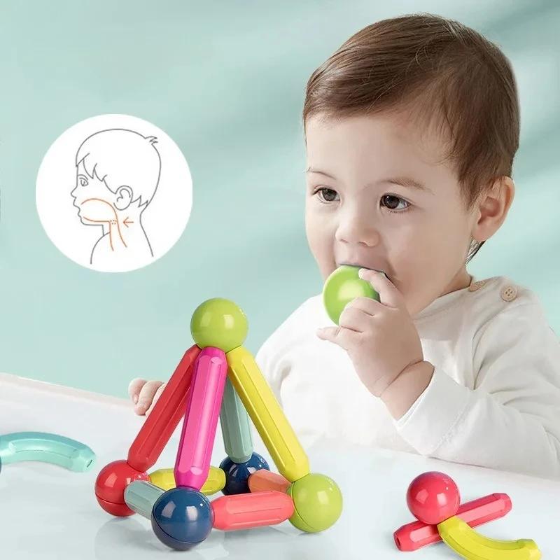 Assembled Magnetic Building Blocks Cube Set Early Education Toys Brain Development Puzzle For Baby  Creative Magnetic Rod Toy