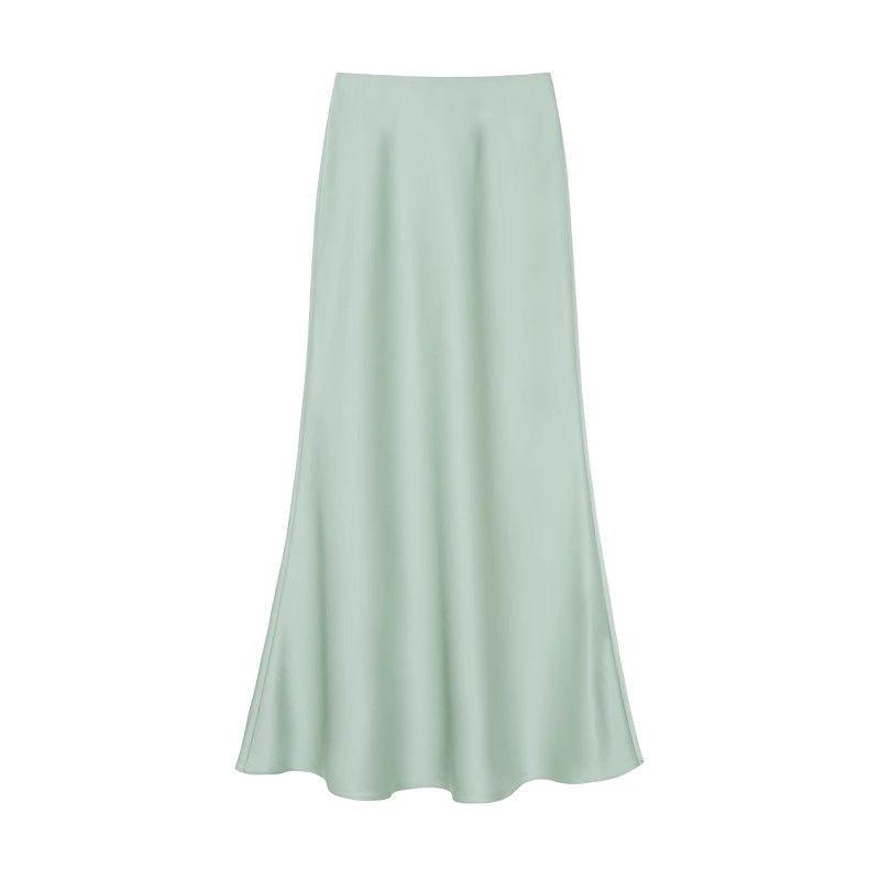 High-Waisted Slimming Satin Bodycon Mermaid Midi Skirt 2025 Spring/Summer Collection