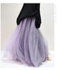 Women's Mesh Pleated Tulle Midi Skirt - Mid-Length, Large Swing Design for Dance and Fairy Styles.