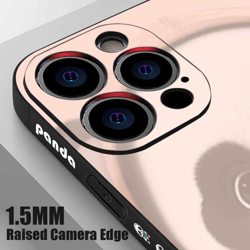 Für iPhone 17 Pro Max Hülle Orange Mantel Panda Muster Weiches Silikon Lanyard Hülle Für iPhone 16 Pro Max Hülle iPhone 15 14 13 12 11 16E Air