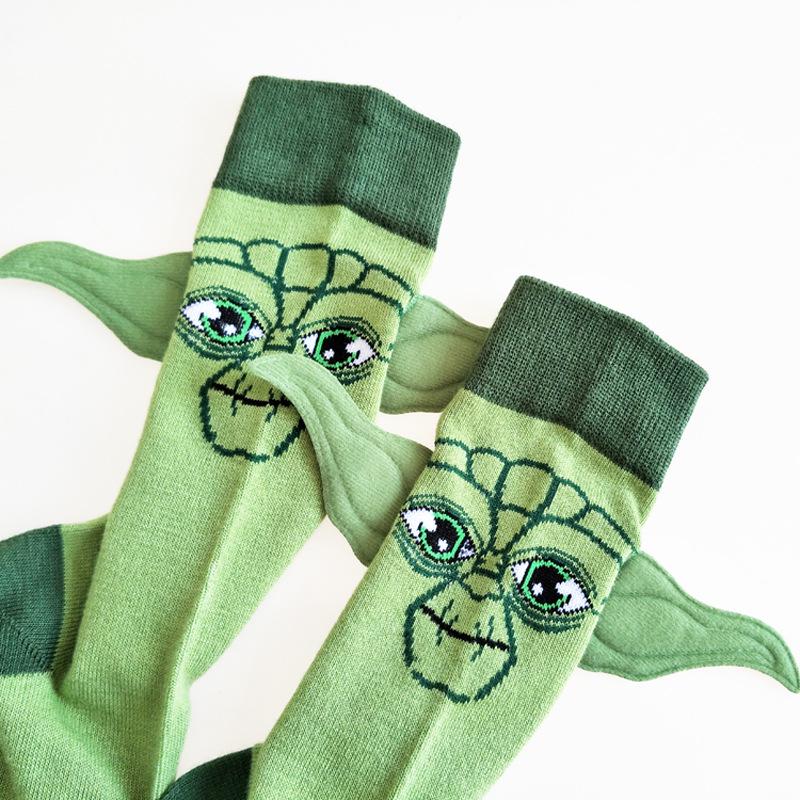 In Stock Master Yoda Stockings Sport Cotton Knee High Socks Cute Cartoon Characters Socks Unisex Happy Cartoon Socks One Size синий