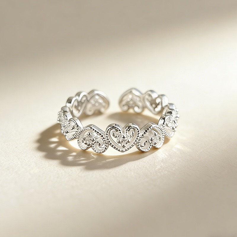 Xiaomi BF CLUB 925 Sterling Rings for Women Simple Geometric Handmade Irregular Retro Hollow Heart Ring Allergy For Birthday Gift