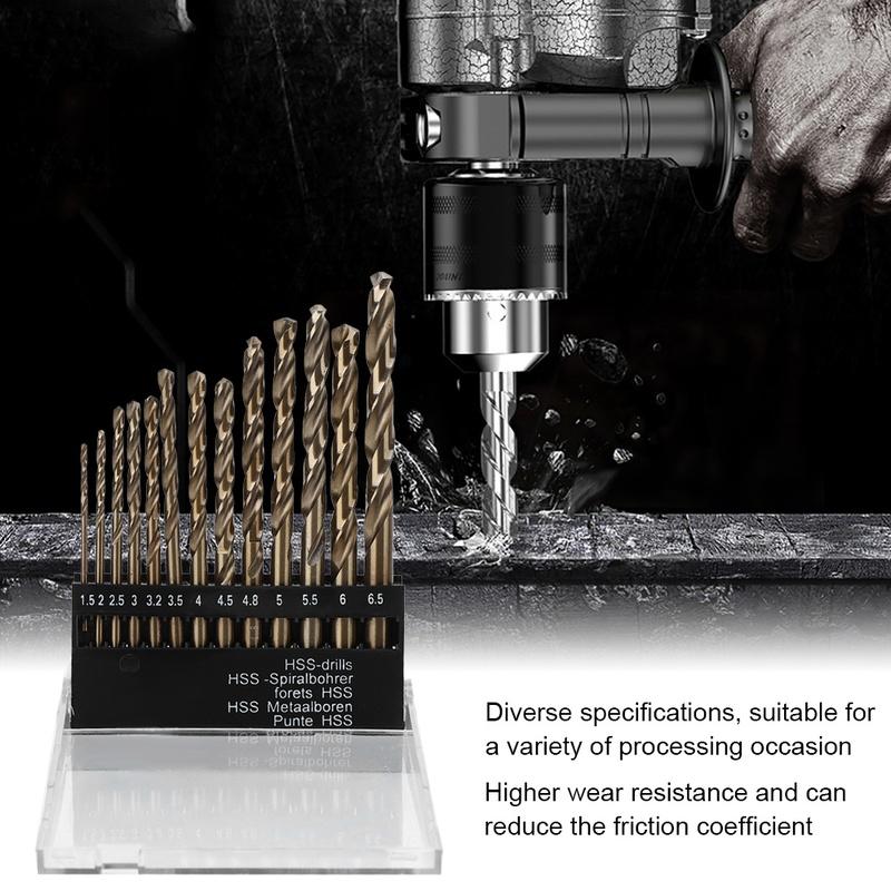 13Pcs Twisted Drill Bit High Speed Steel HSS CO Straight Handle M35 Drilling Tool