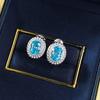 1.5 Carat Sky Blue Threaded Stud Earrings Light Luxury Temperament