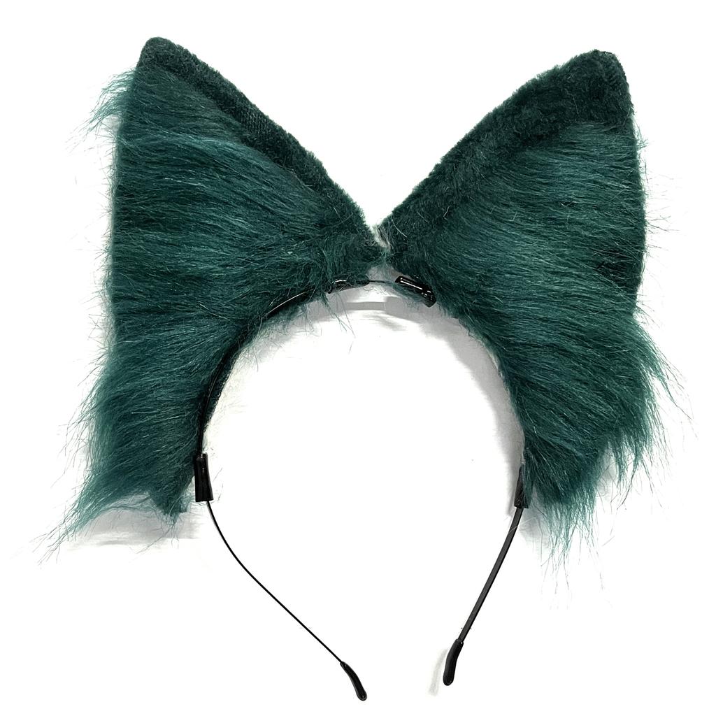 Opaska na głowę z wilczymi uszami ogon Dziewczęce akcesoria cosplay Bestia Uszy Zielony Fursuit Maskarada Impreza Cosplay