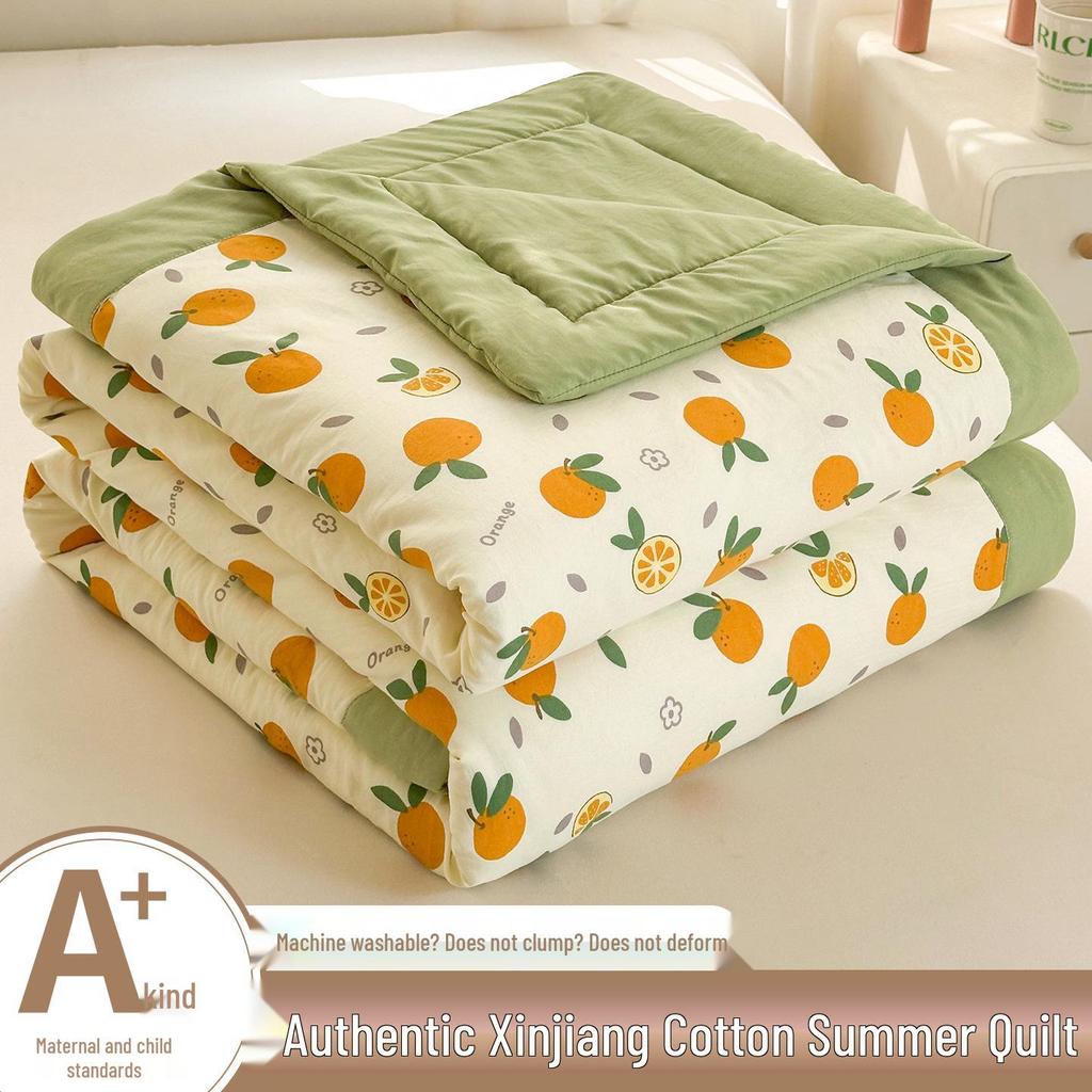 Washable Xinjiang Cotton Summer Quilt for Dormitory - Lightweight, Air Conditioning, Single Size