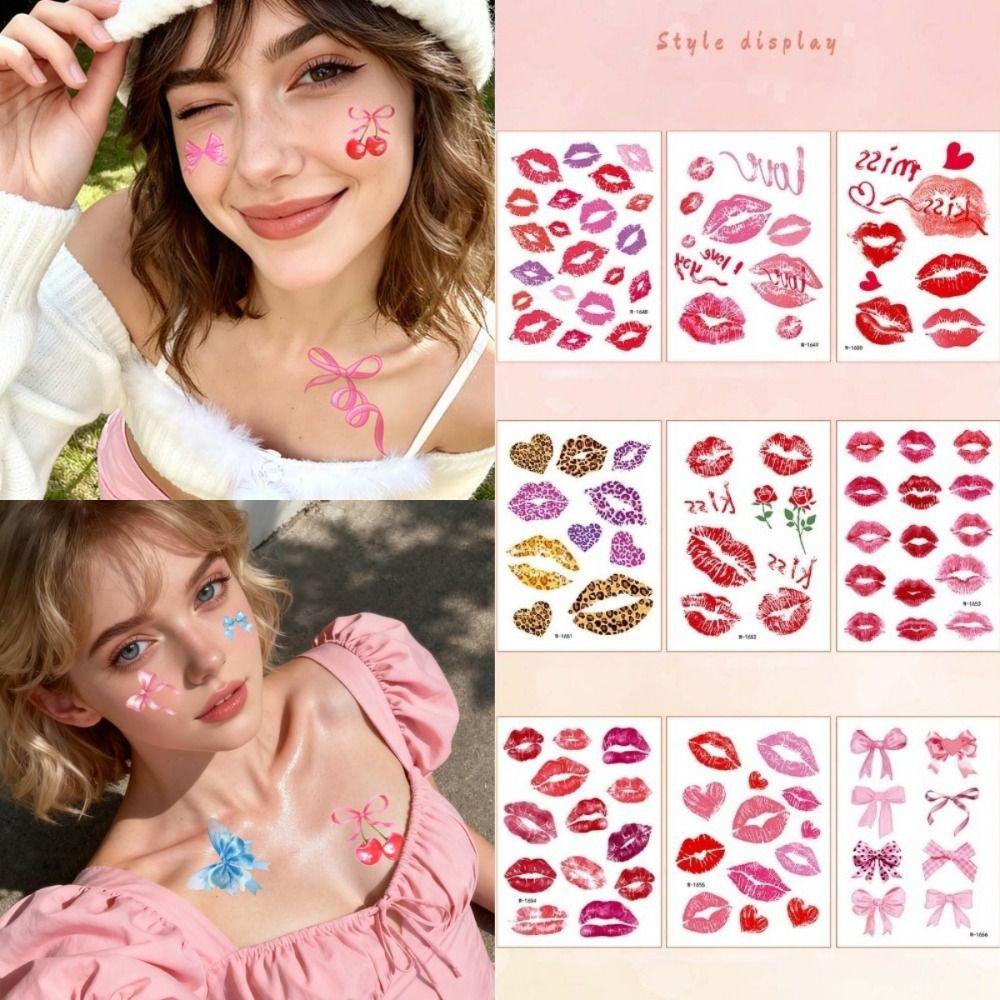 Leopard Print Valentine Day Kiss Lip Stickers Disposable Makeup Stickers Live House