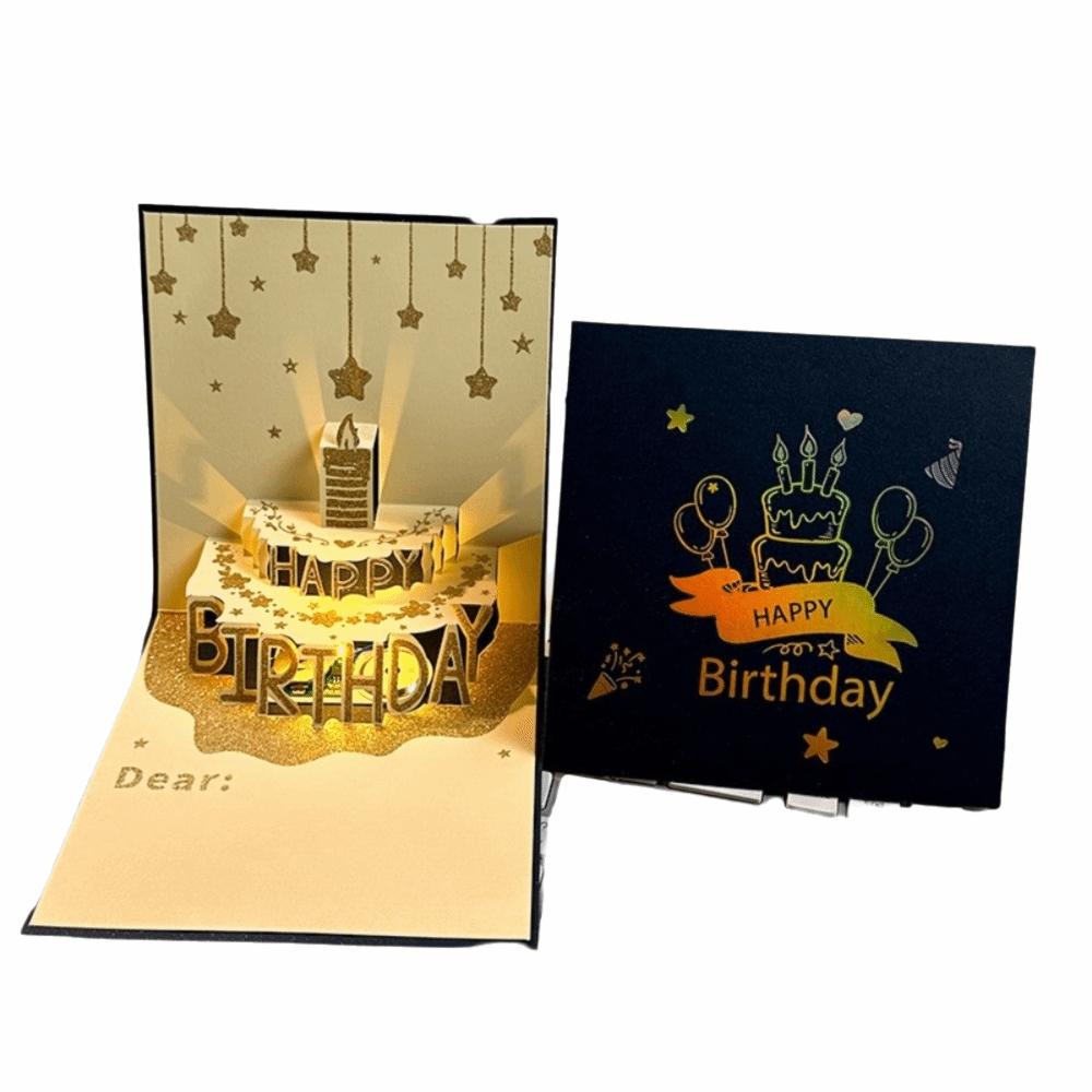 Folding Type Birthday Card 3D Light Greeting Cards New Gift Message Cards  Birthday Party Supplies