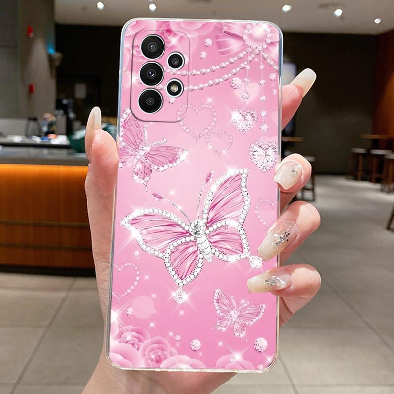 Case For Samsung A23/A33 5G Clear Silicone Fashion Butterfly Flowers Soft Back Cover For Samsung Galaxy A33/A23 Protective Case
