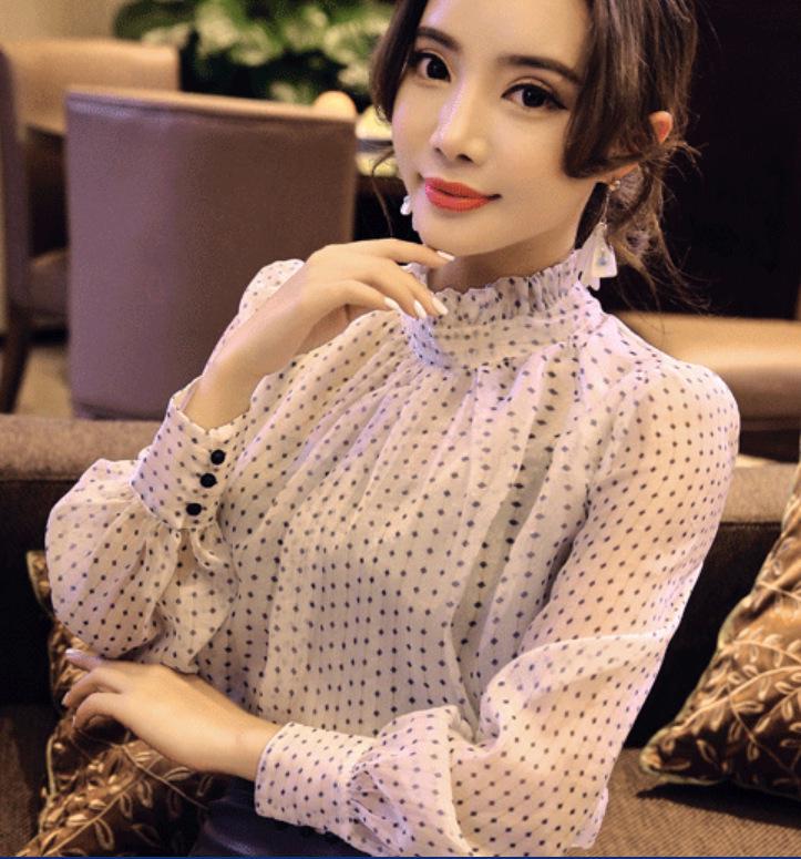Spring Polka Dot Lace Blouse