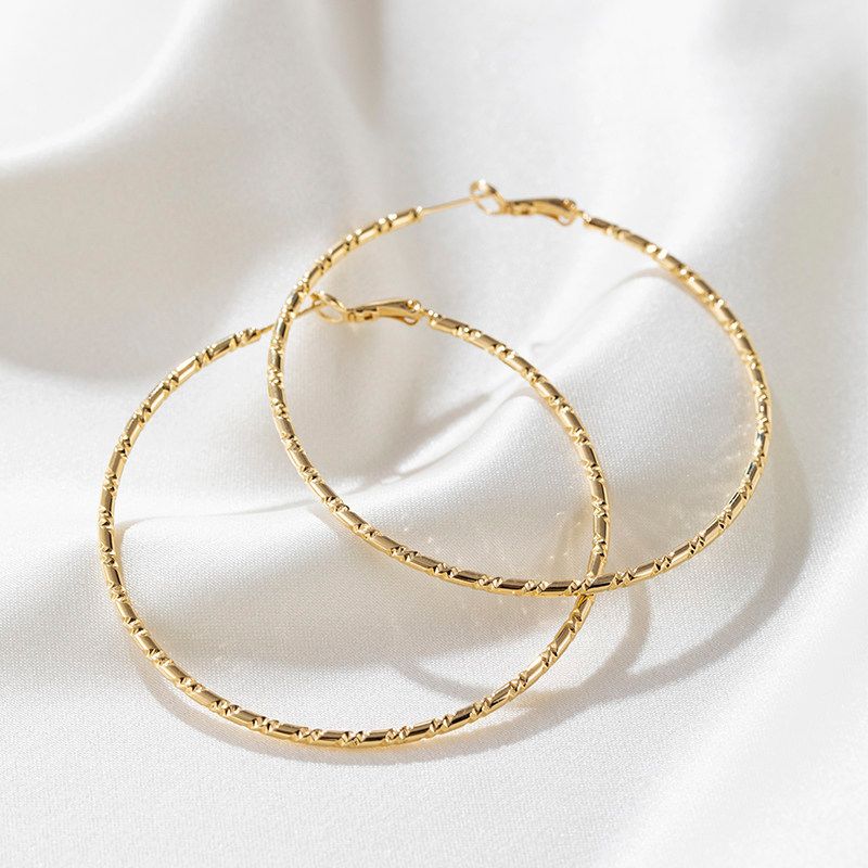 

Joystone [Qin Lan Same Type] Bamboo Rhyme Ear Ring Fancy European and American Fashion All-Match Minority Design Earrings Gold