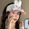 Sunscreen Rabbit Hiking Visor Cap Plush Pink Rabbit Sun Hat Bunny Ear Hollow Hat  Mountaineering
