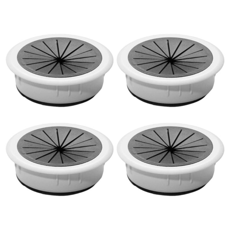 4Pcs Plastic Wire Hole Cover Outlet Port Table Computer PC Desk Round Cable Grommet Line Holder Cable Management