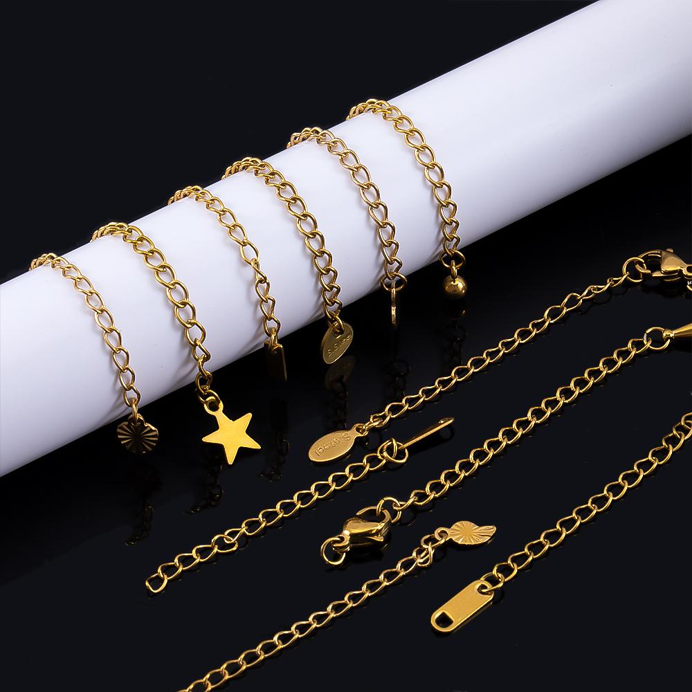 5pcs Stainless Steel Extension Tail Chain Lobster Clasps Connector Extended Chain Bracelet Necklace Jewelry Making DIY Component